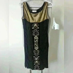 Black  and Gold Tunic Dress - small